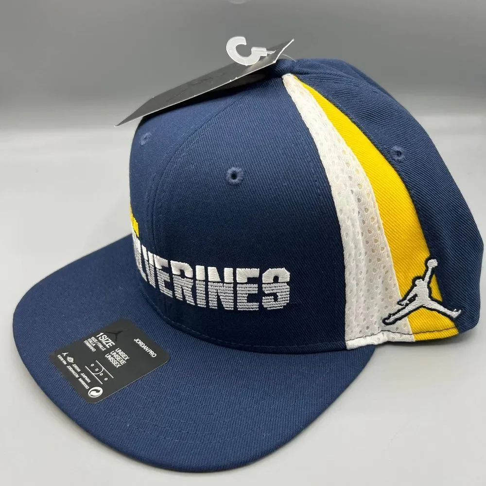 Michigan Wolverines x Air Jordan Hat Men‎ Blue Jumpman Snap Back Cap New